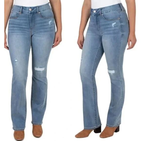 Seven7 Distressed Tummyless High Rise Bootcut Jeans sz 14 - Picture 1 of 5